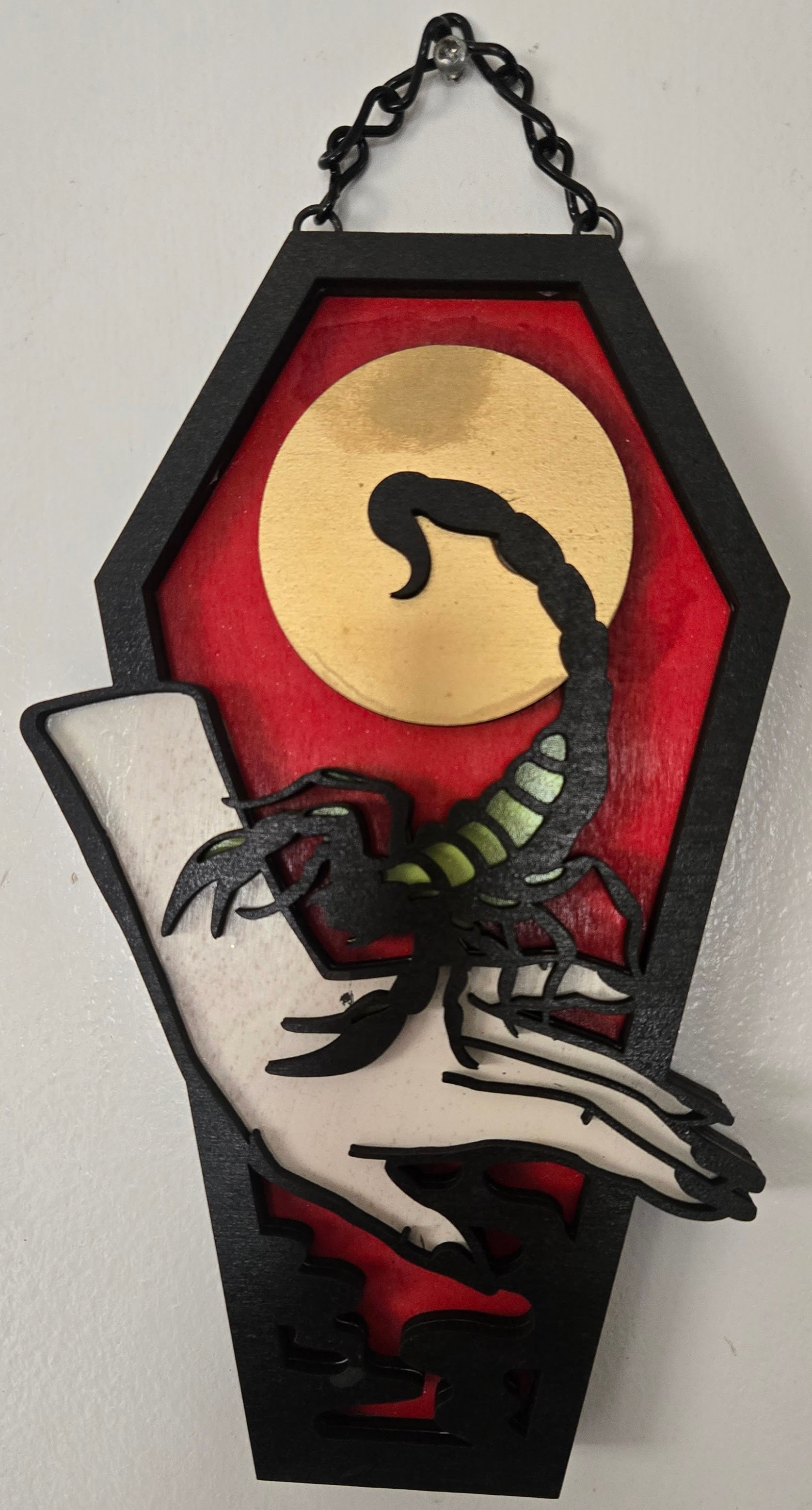 Scorpion Coffin Wall Hanging | Hand-Painted Gothic Wood Art
