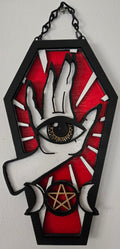 Mystic Eye Coffin Wall Hanging | Hand-Painted Gothic Wood Art