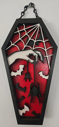 Spider Coffin Wall Hanging | Hand-Painted Gothic Wood Art