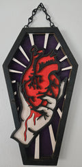 Anatomical Heart Coffin Wall Hanging | Hand-Painted Gothic Wood Art