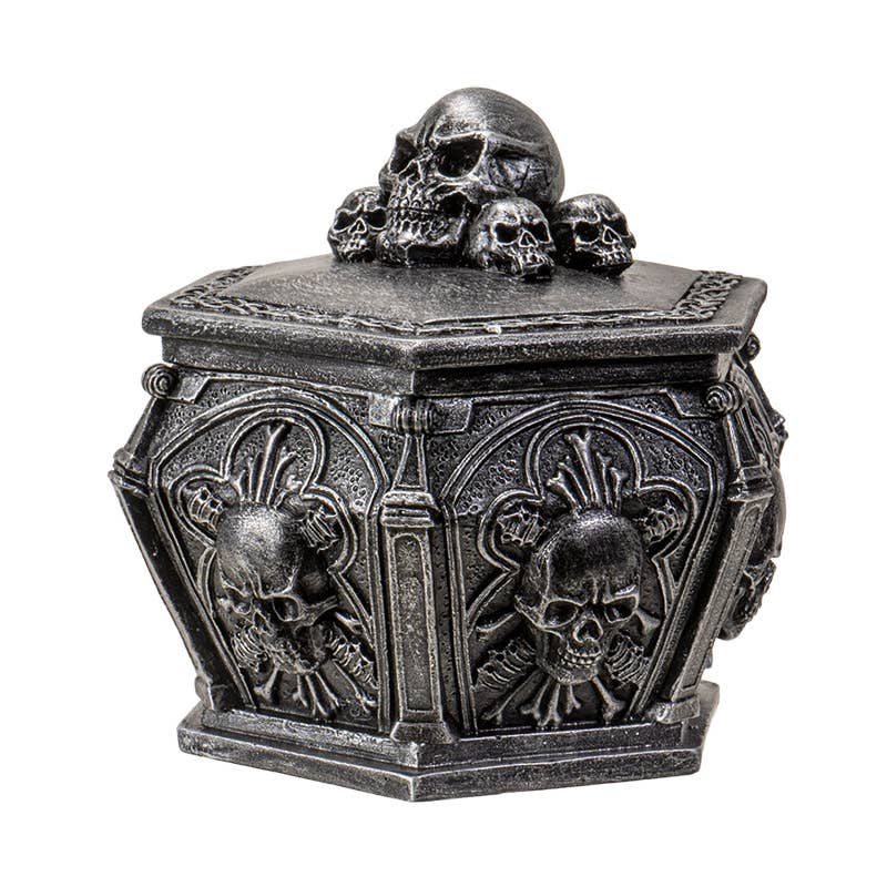 Skull Ossuary Box | Gothic Cold Cast Resin Decor | Trinket & Storage Box