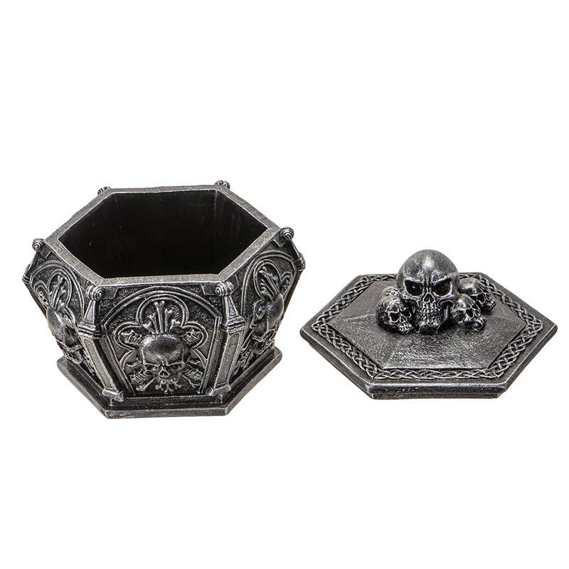 Skull Ossuary Box | Gothic Cold Cast Resin Decor | Trinket & Storage Box