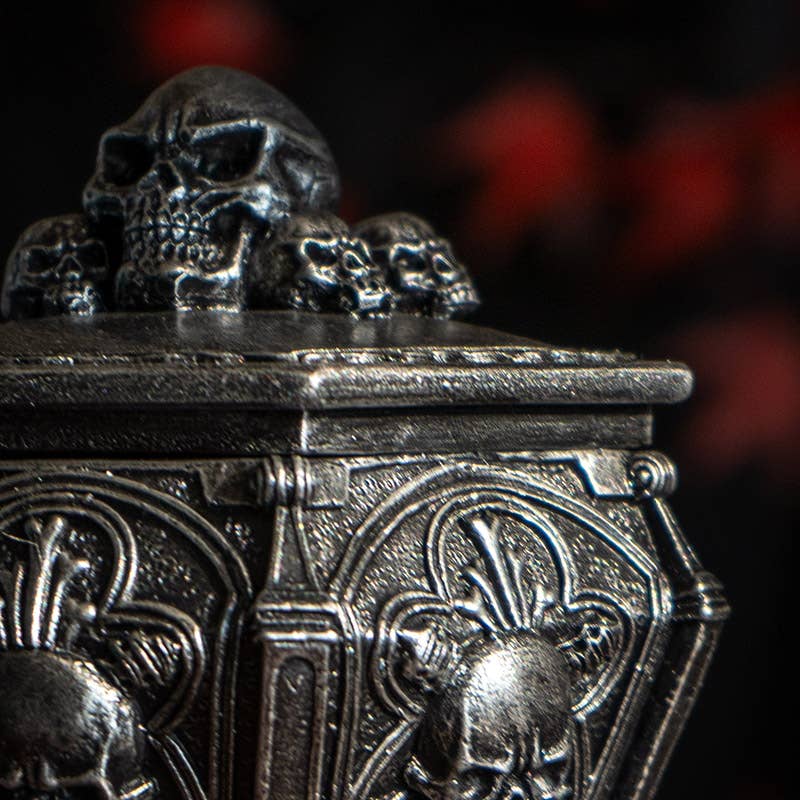 Skull Ossuary Box | Gothic Cold Cast Resin Decor | Trinket & Storage Box