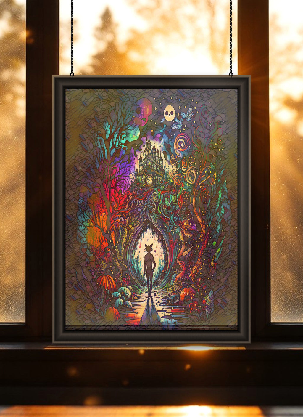 Cheshire Cat Suncatcher | Surreal Alice in Wonderland Art