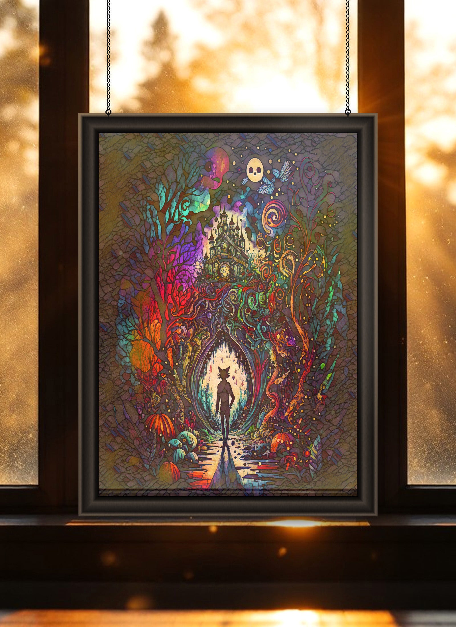 Cheshire Cat Suncatcher | Surreal Alice in Wonderland Art