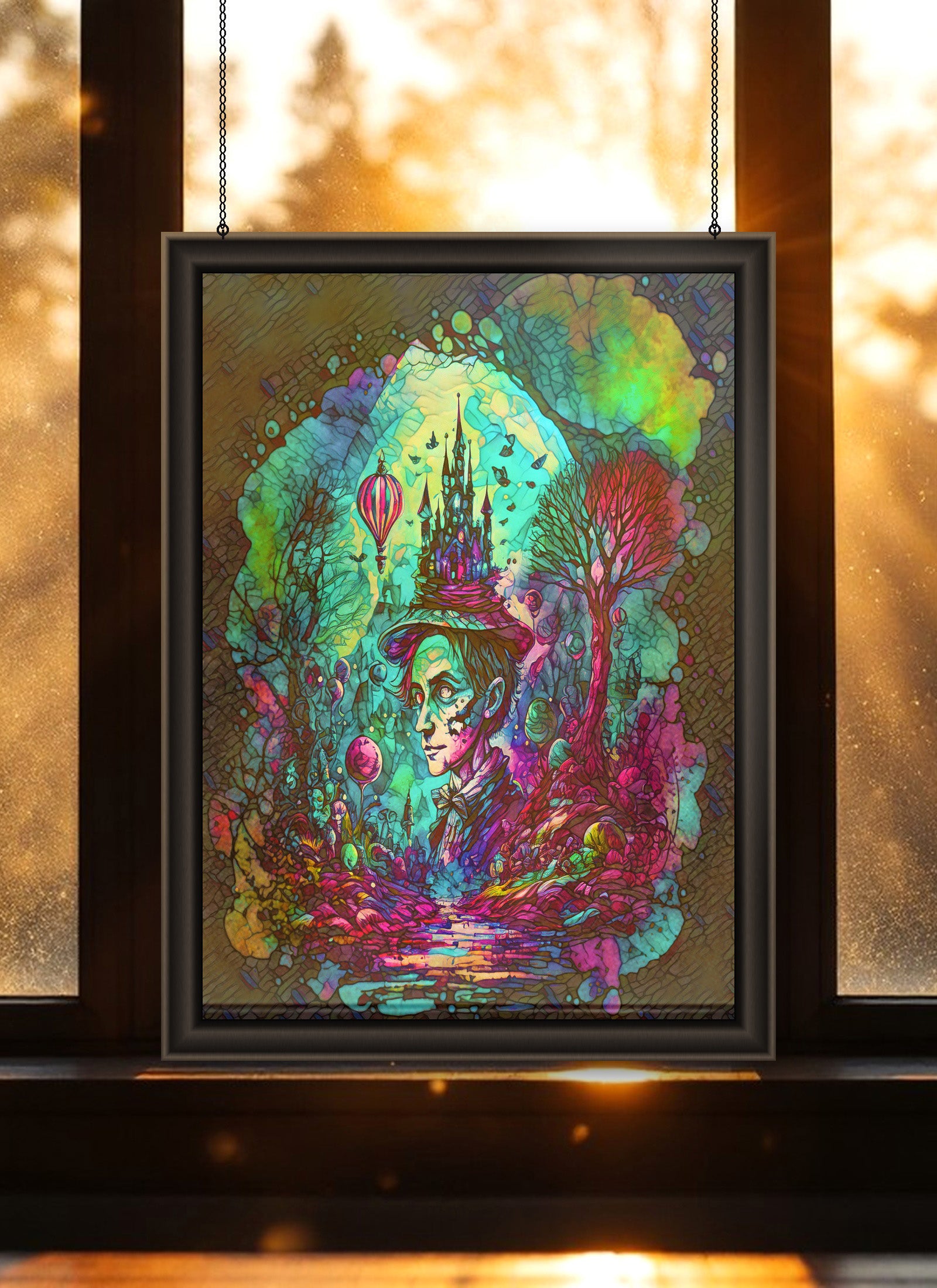 Mad Hatter Suncatcher | Surreal Alice in Wonderland Art