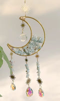 Crystal Moon Suncatcher | Natural Stone