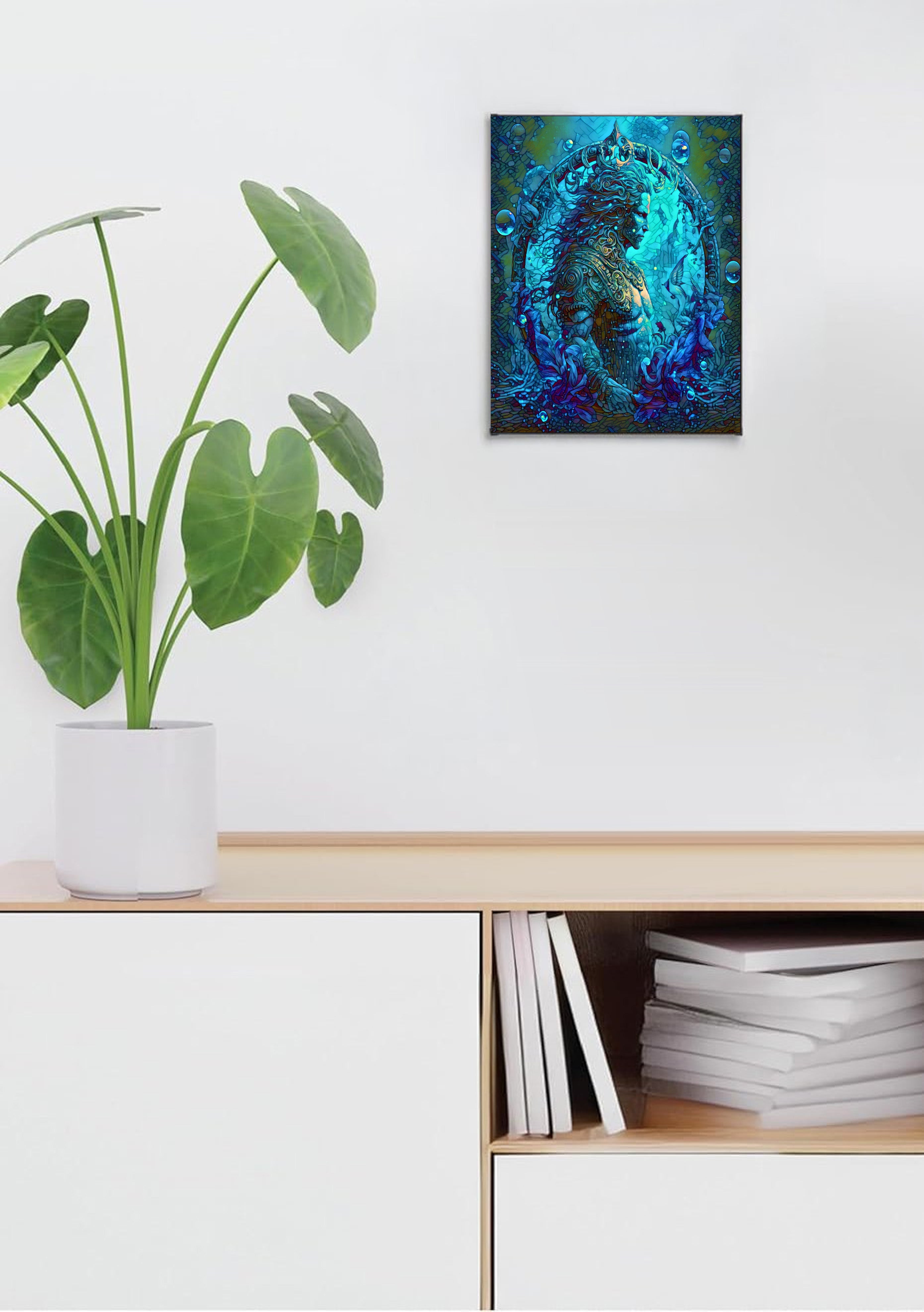 Aquarius Zodiac Suncatcher | Handmade Stained Glass Style Astrological Art