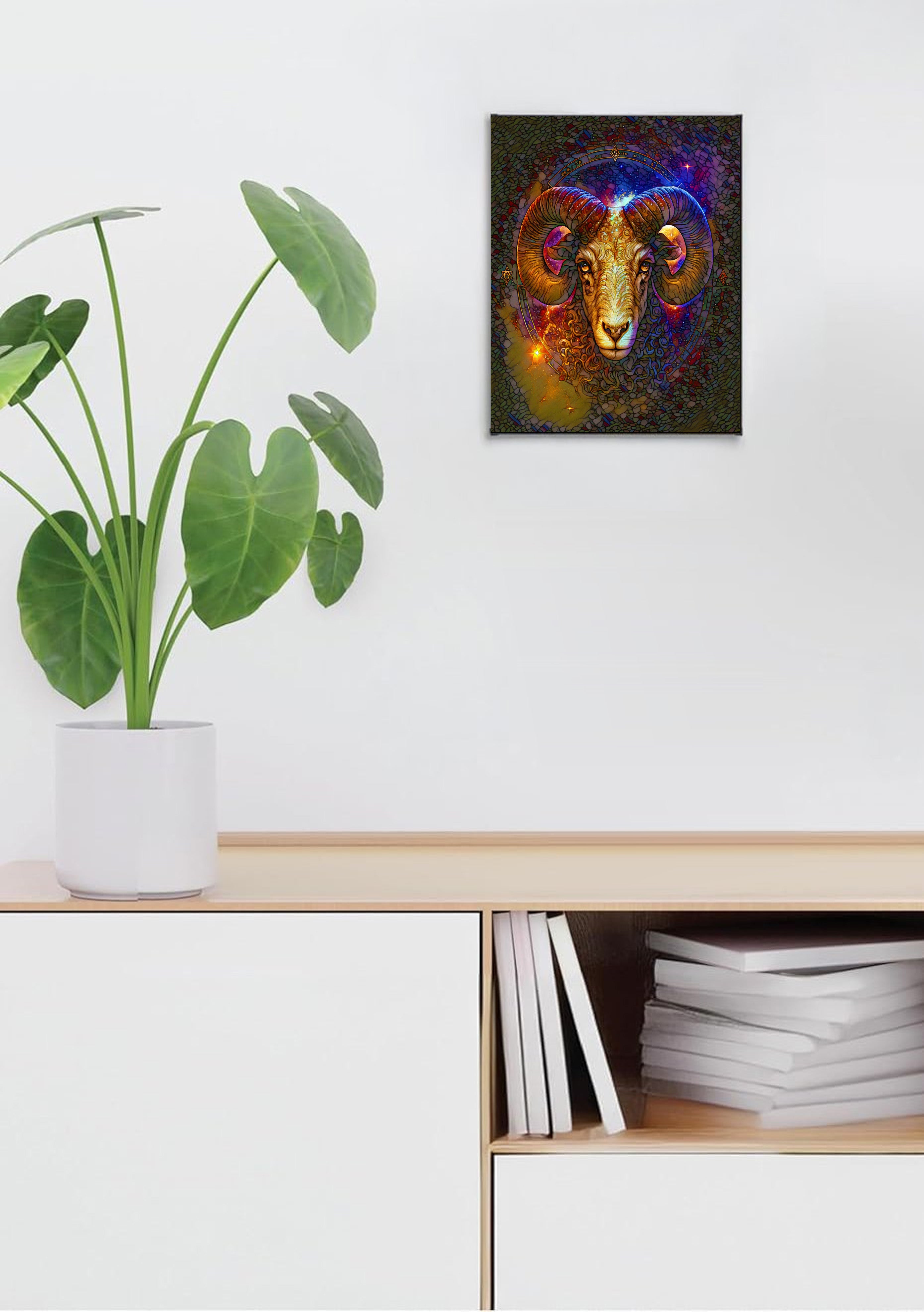 Aries Zodiac Suncatcher | Handmade Stained Glass Style Astrological Art