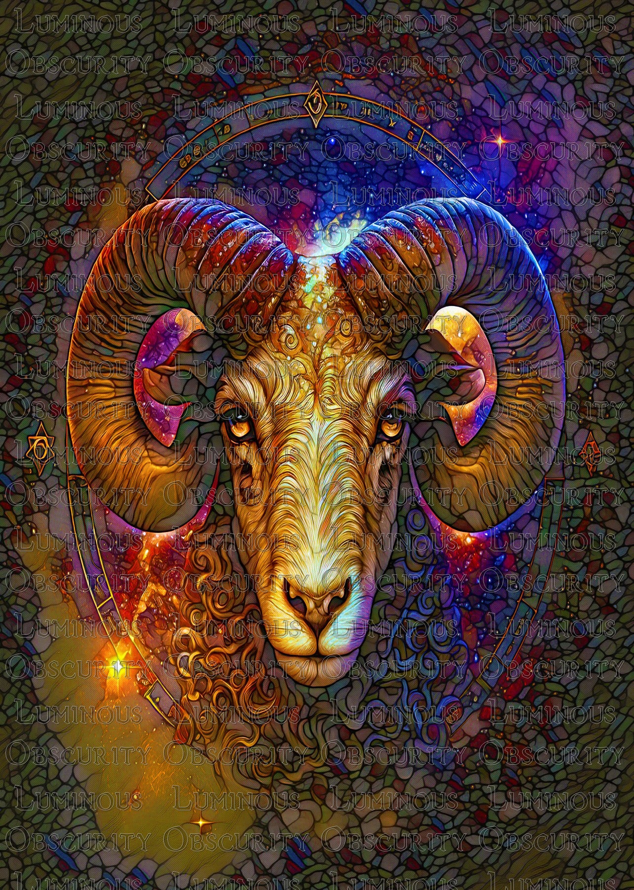Aries Zodiac Suncatcher | Handmade Stained Glass Style Astrological Art