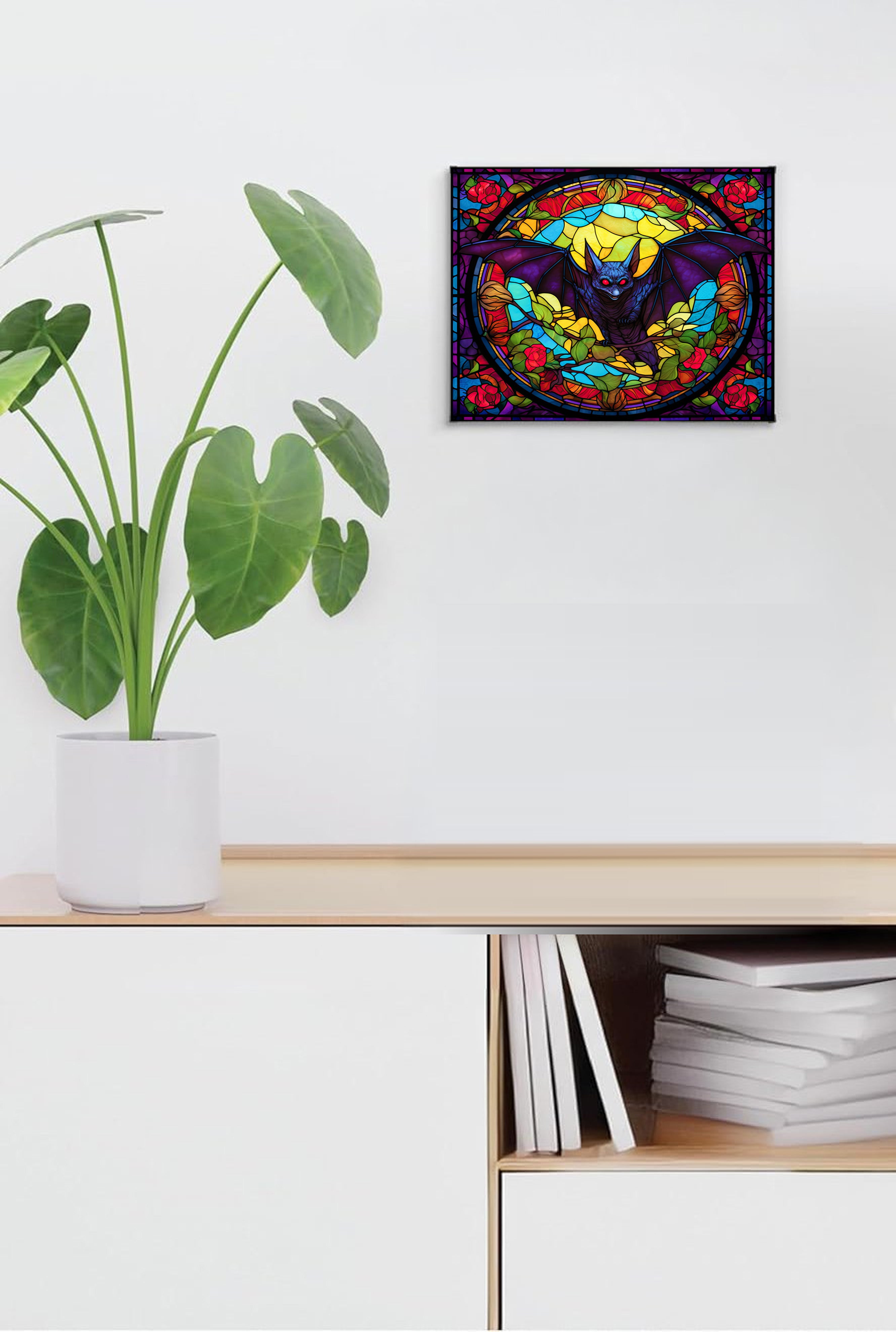 Bat Suncatcher | Handmade Stained Glass Style Window Art