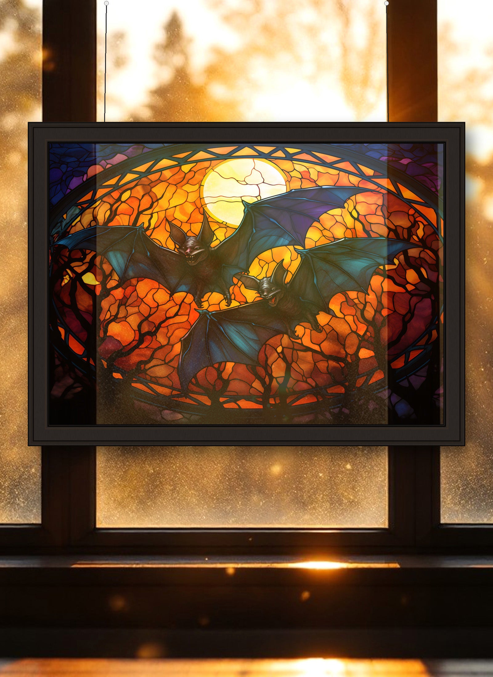 Bats Suncatcher | Handmade Stained Glass Style Window Art