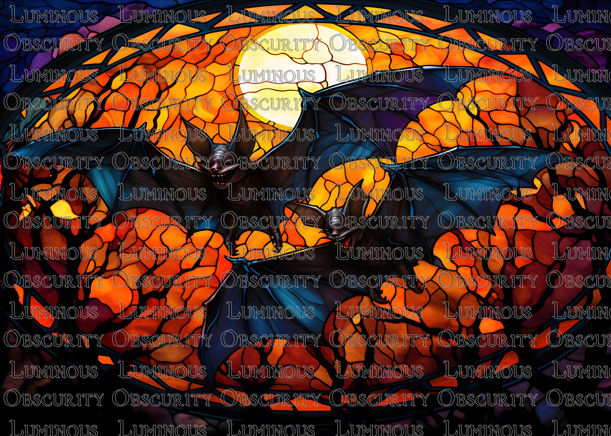 Bats Suncatcher | Handmade Stained Glass Style Window Art