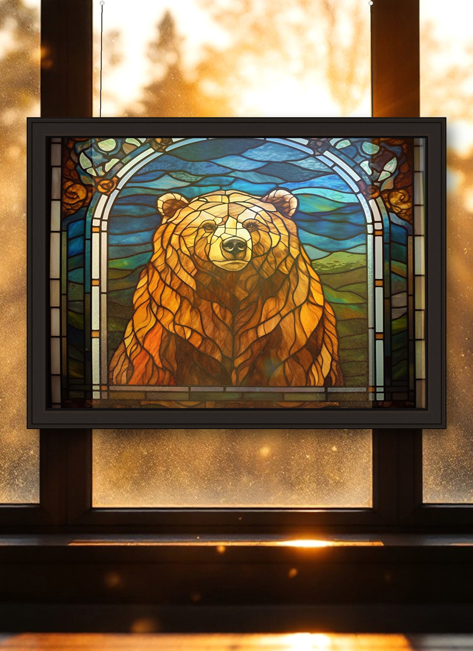 Bear Suncatcher | Handmade Stained Glass Style Window Art