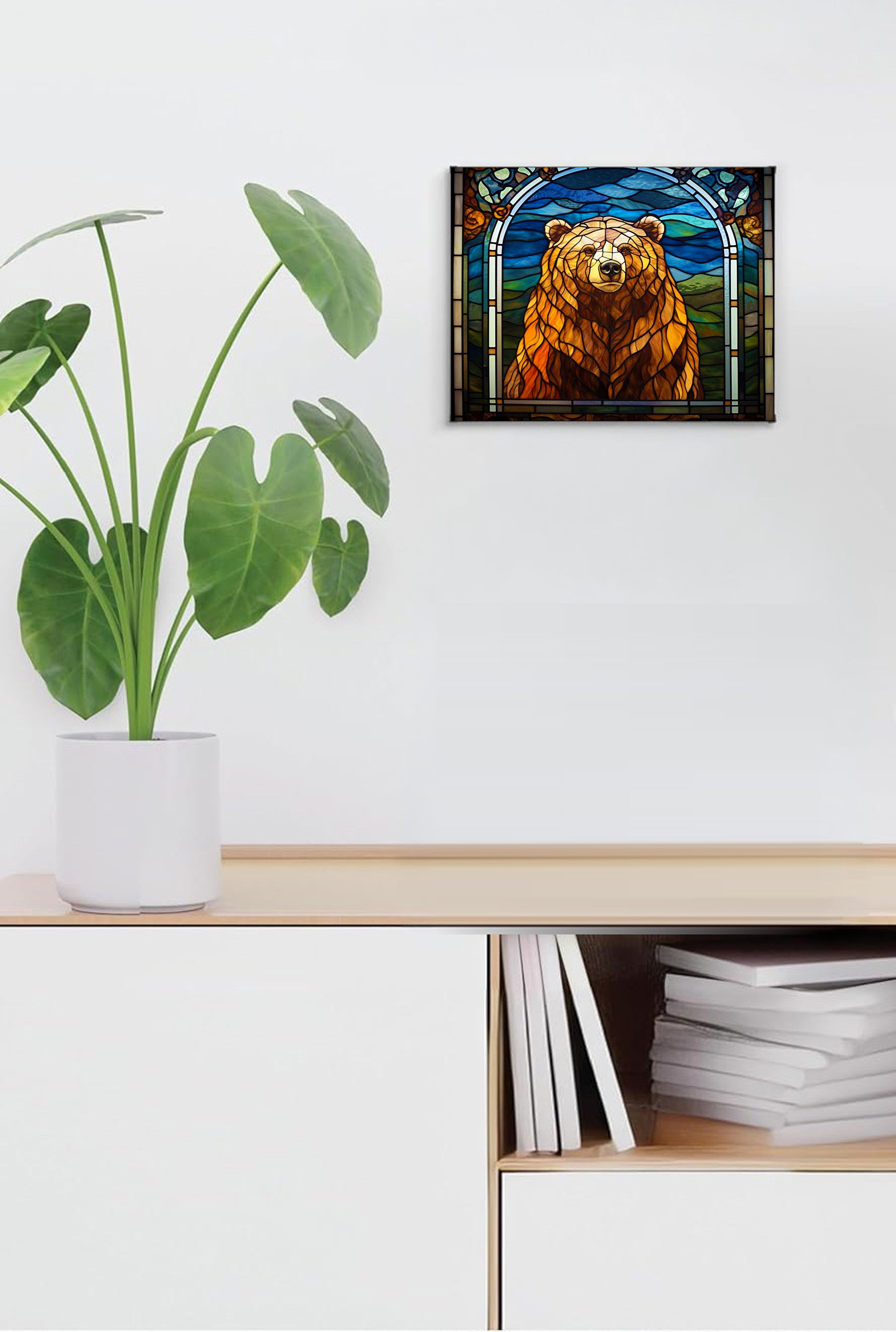 Bear Suncatcher | Handmade Stained Glass Style Window Art