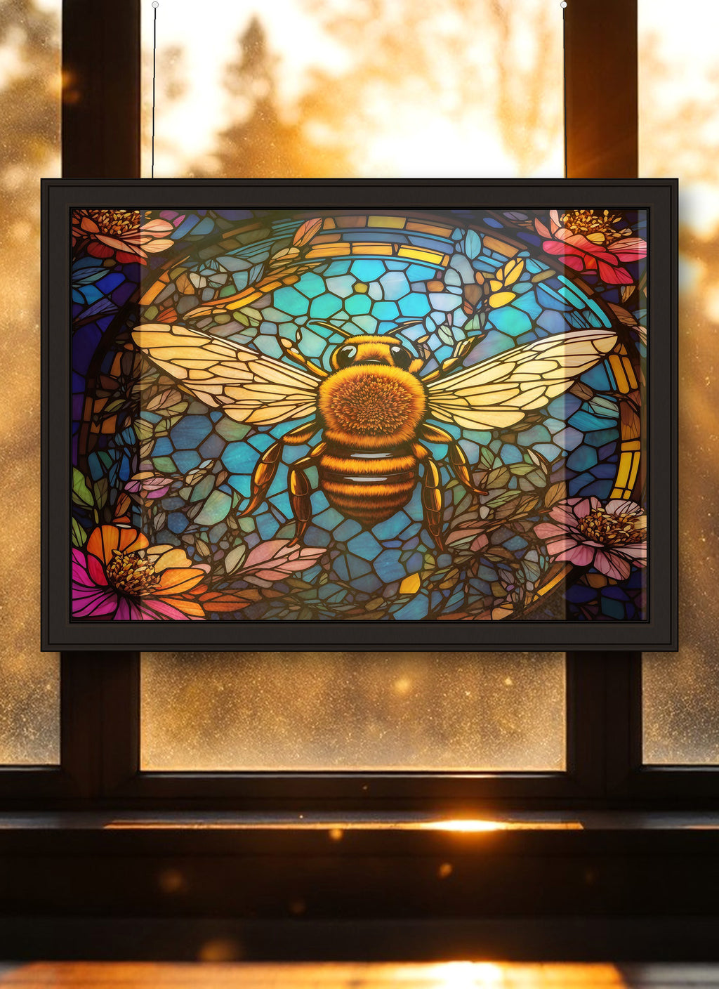 Bee Suncatcher | Handmade Stained Glass Style Window Art