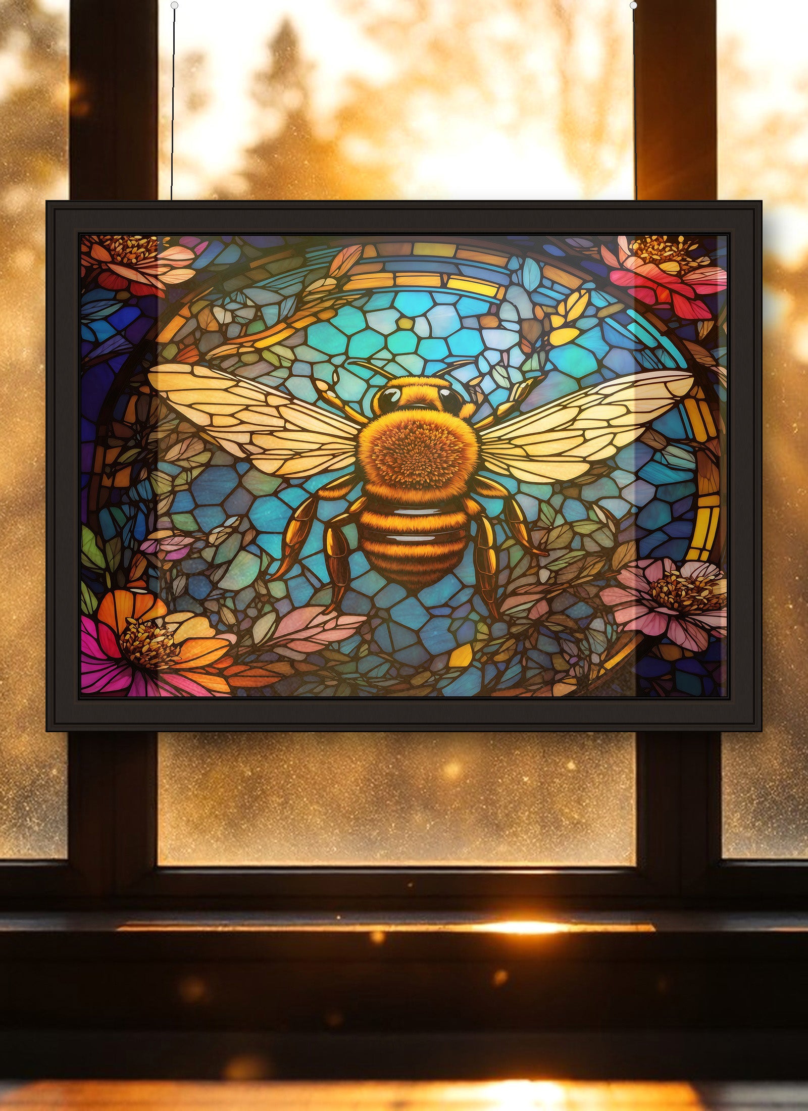 Bee Suncatcher | Handmade Stained Glass Style Window Art