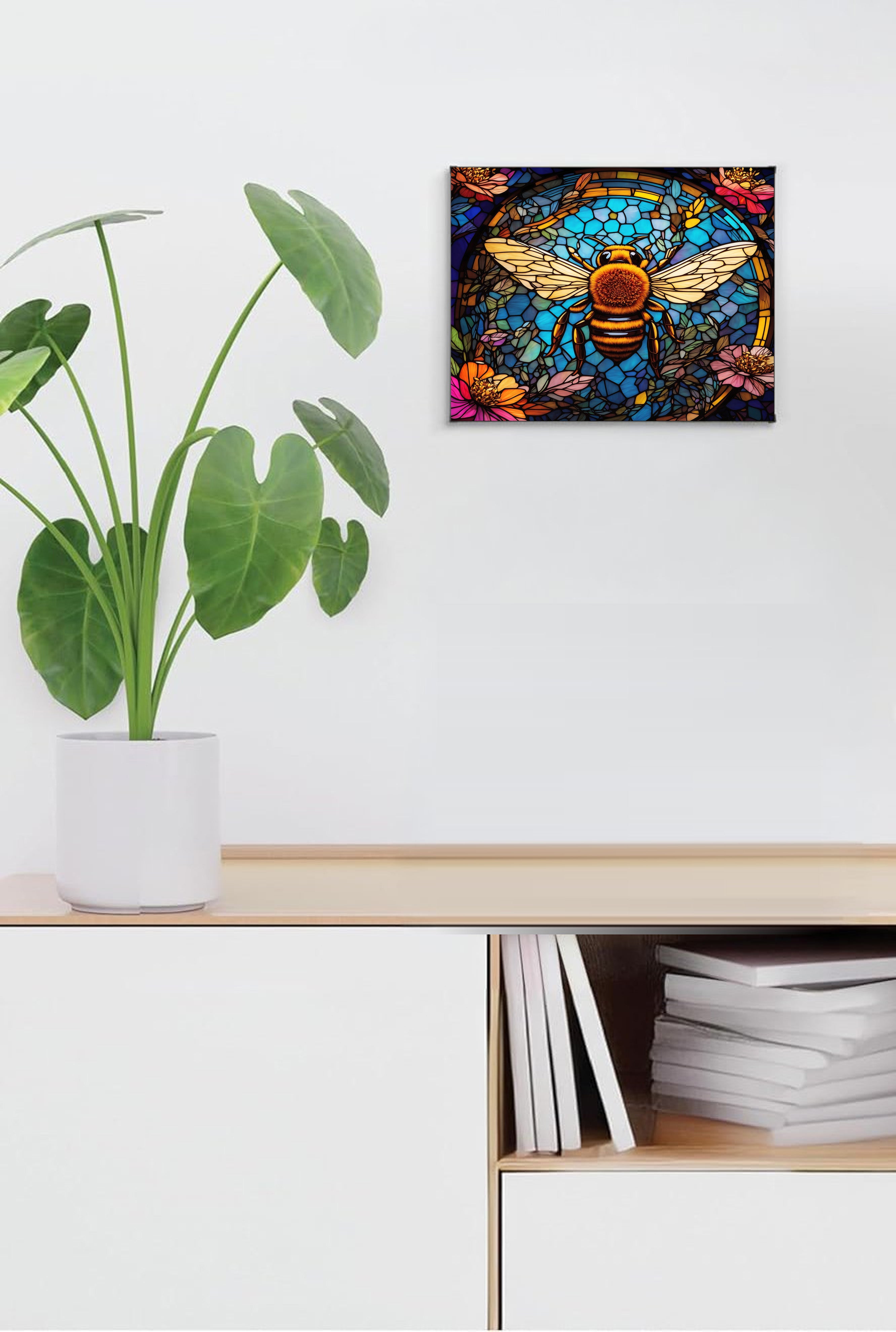Bee Suncatcher | Handmade Stained Glass Style Window Art