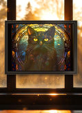 Black Cat Suncatcher | Handmade Stained Glass Style Window Art
