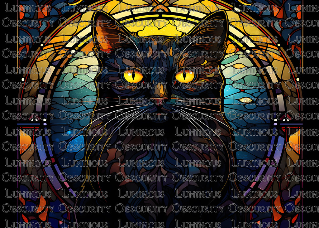 Black Cat Suncatcher | Handmade Stained Glass Style Window Art