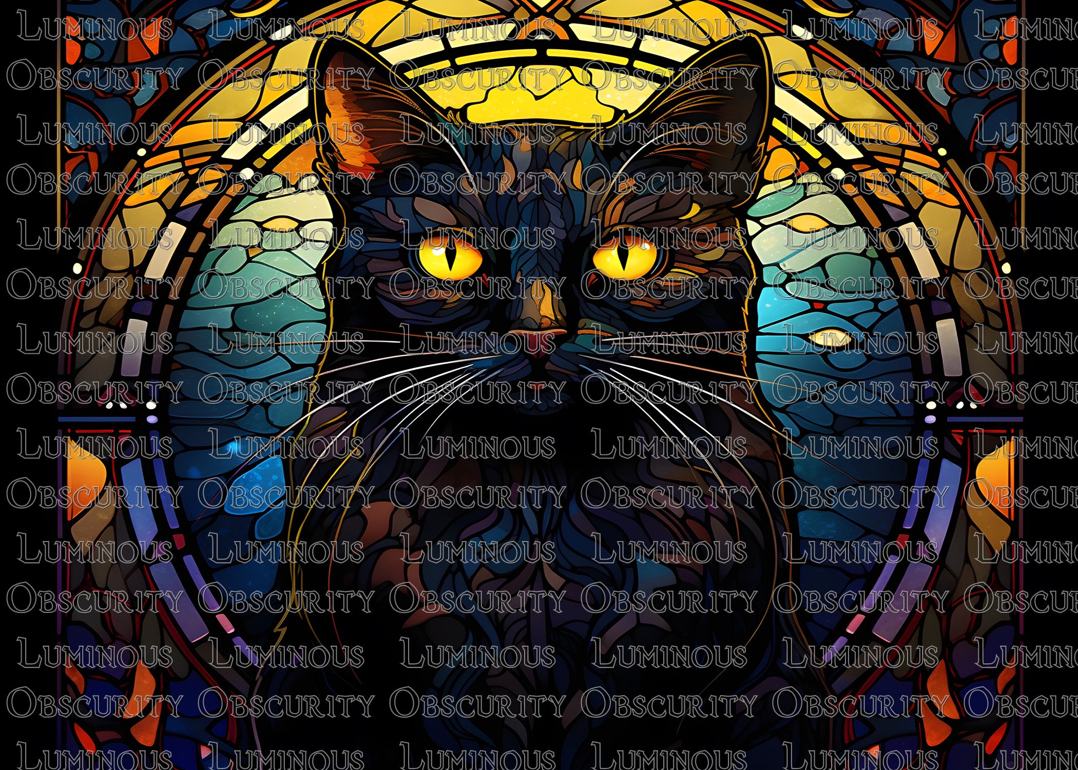 Black Cat Suncatcher | Handmade Stained Glass Style Window Art