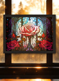 Bleeding Rose Suncatcher | Handmade Stained Glass Style Gothic Art