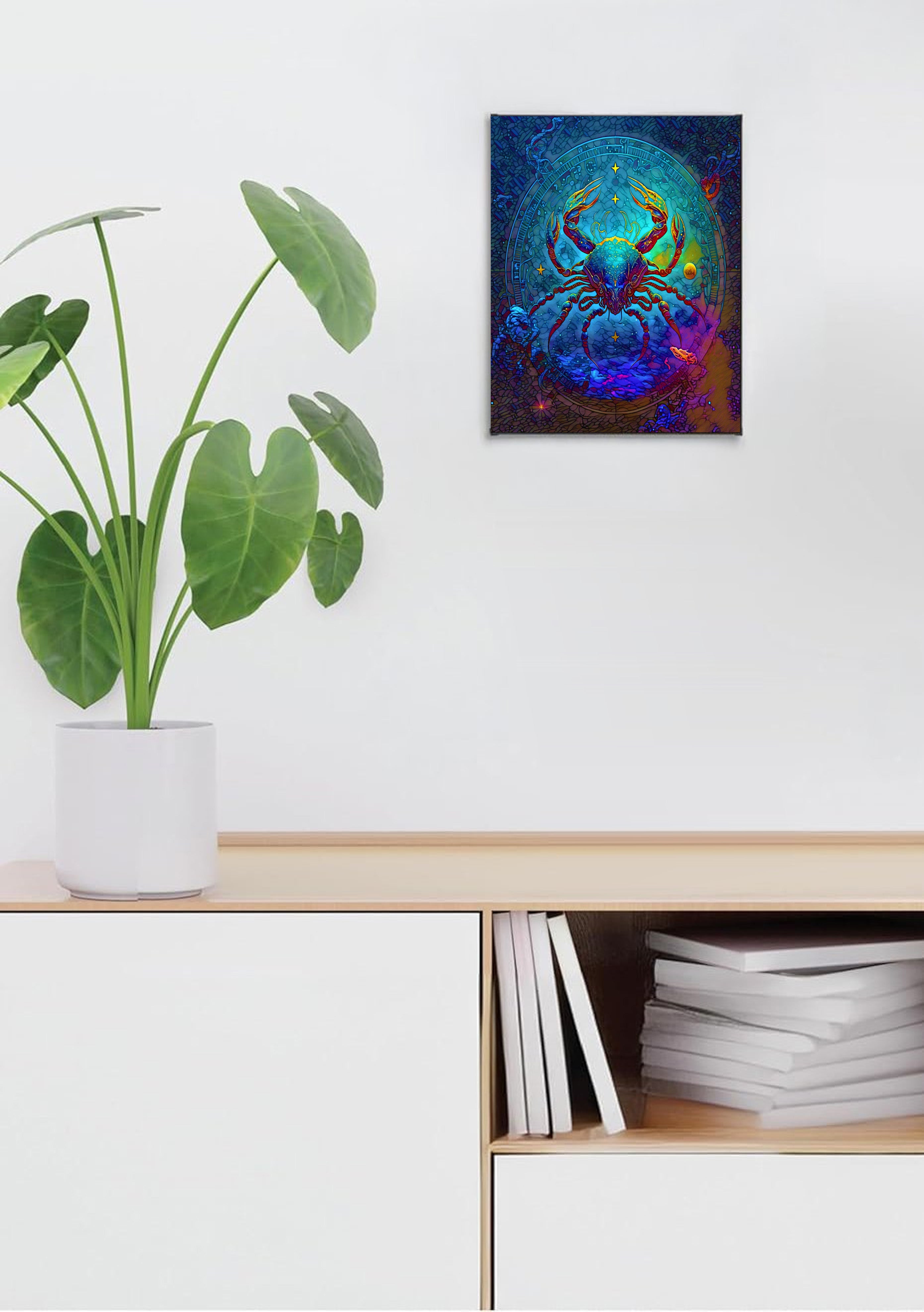 Cancer Zodiac Suncatcher | Handmade Stained Glass Style Astrological Art