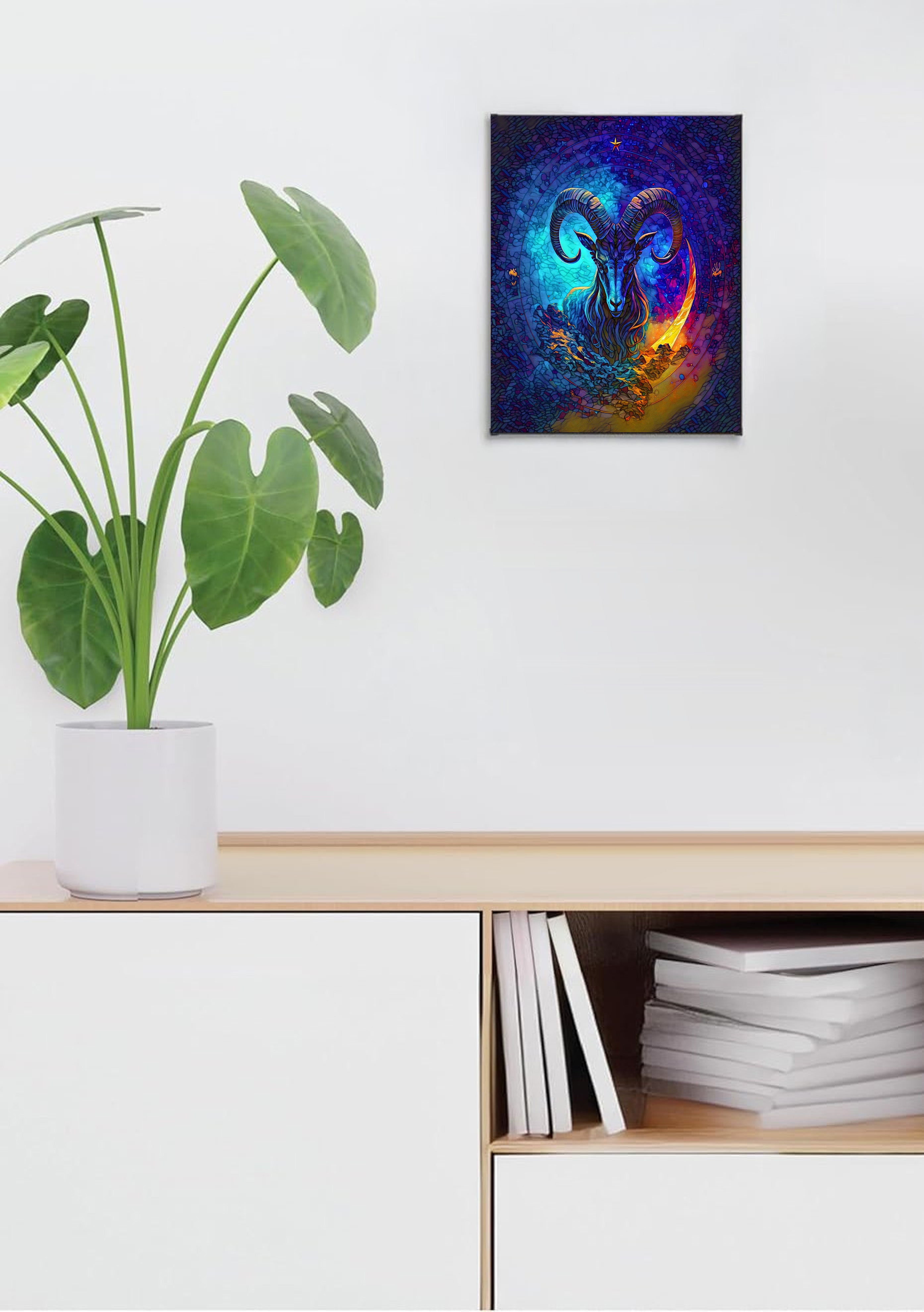Capricorn Zodiac Suncatcher | Handmade Stained Glass Style Astrological Art