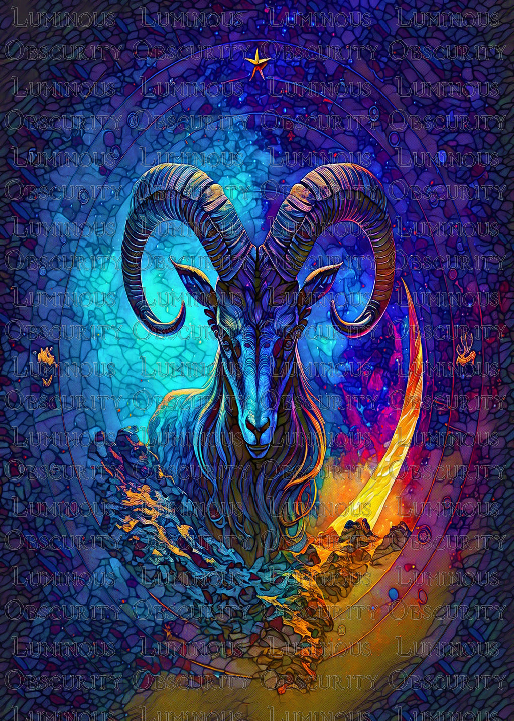 Capricorn Zodiac Suncatcher | Handmade Stained Glass Style Astrological Art
