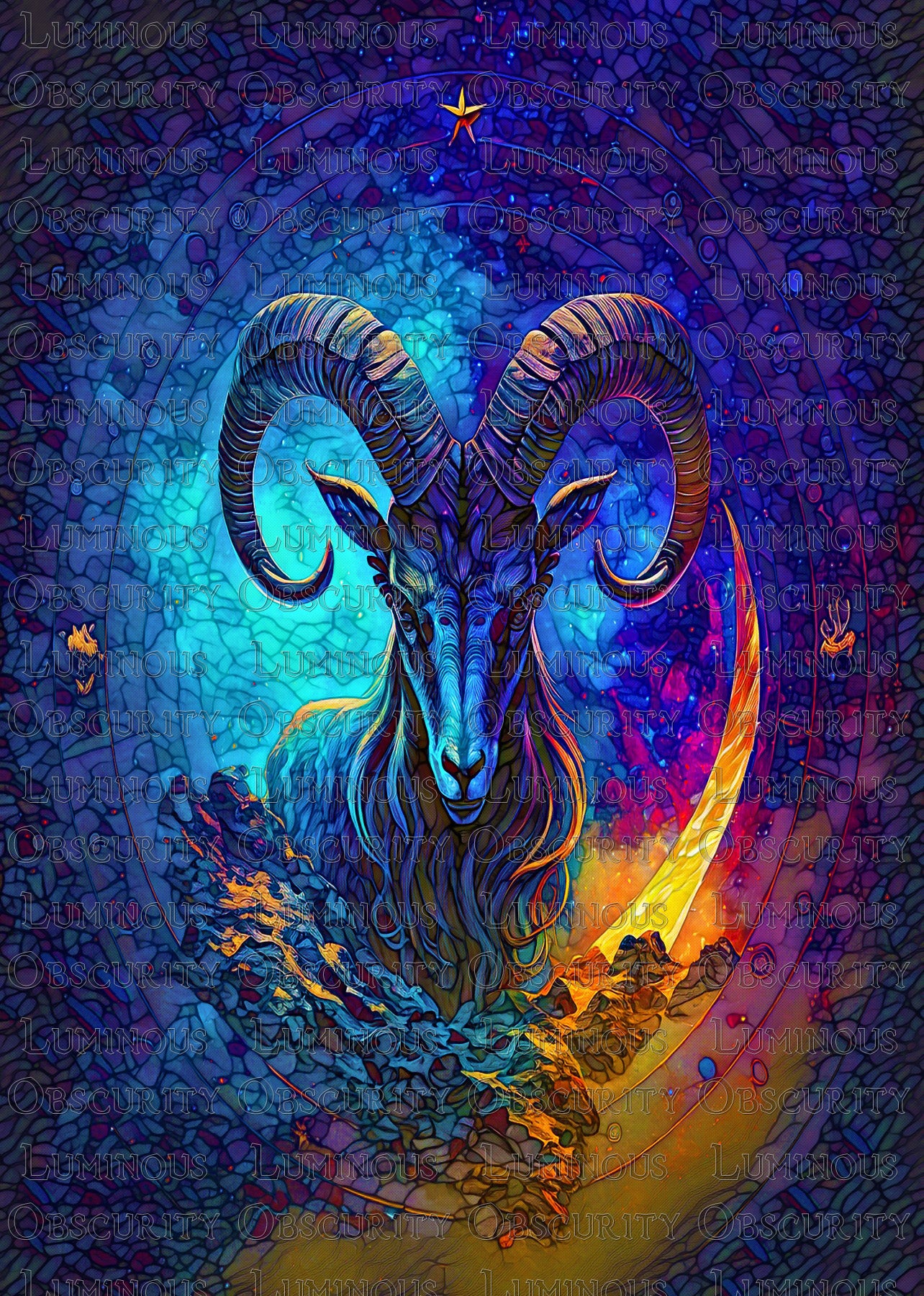 Capricorn Zodiac Suncatcher | Handmade Stained Glass Style Astrological Art