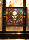 Sinister Grinning Clown Suncatcher | Handmade Stained Glass Style Horror Art