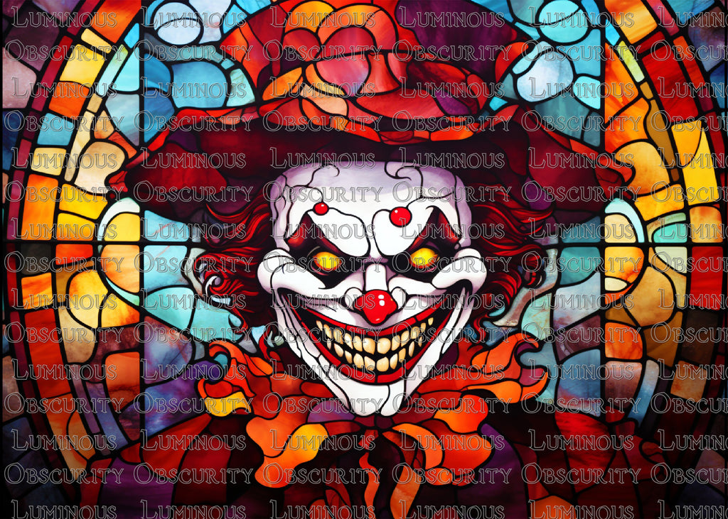 Skull-Faced Clown Suncatcher | Handmade Stained Glass Style Horror Art