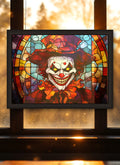 Skull-Faced Clown Suncatcher | Handmade Stained Glass Style Horror Art