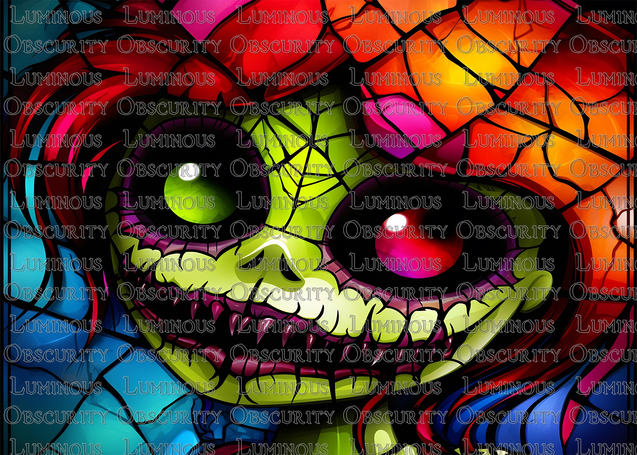 Creepy Girl Suncatcher | Handmade Stained Glass Style Dark Art