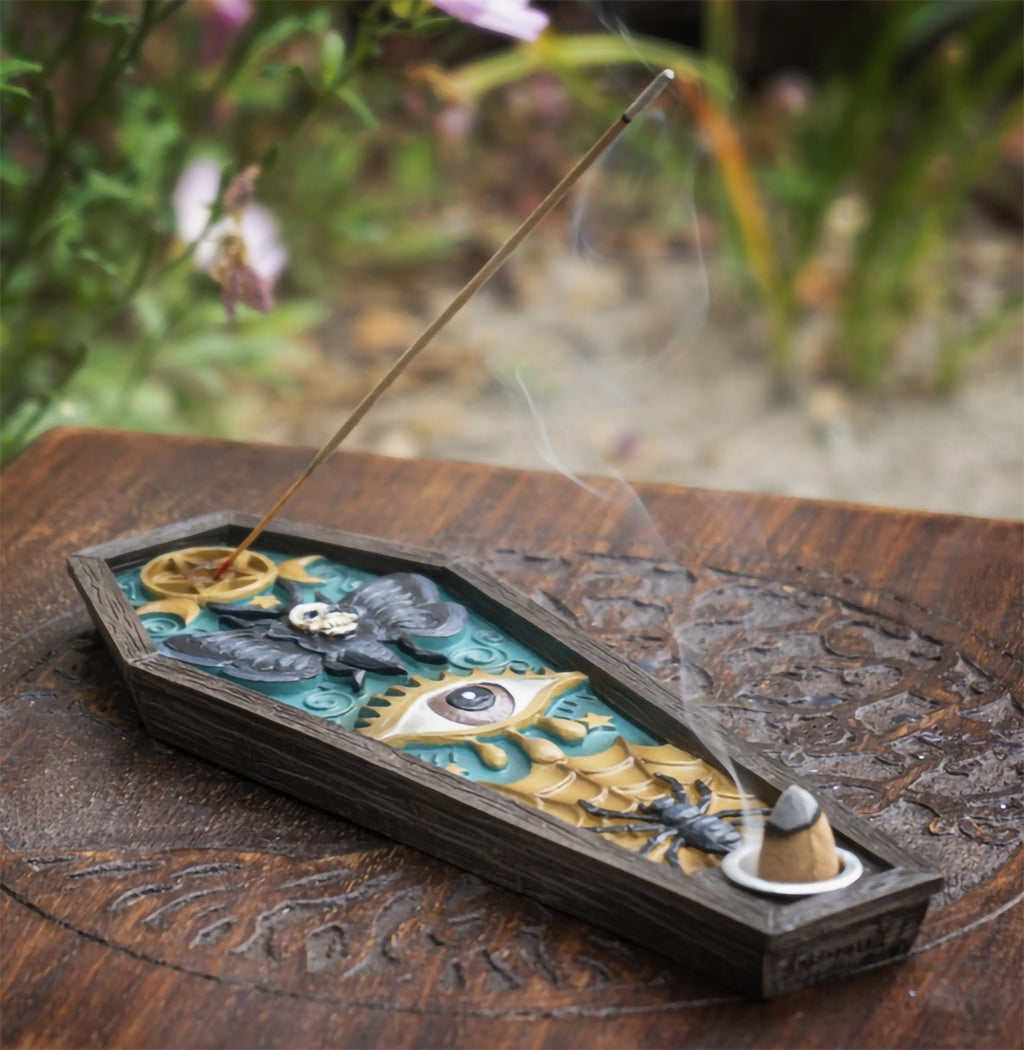Death's Head Moth Incense Burner | Cold Cast Resin | Handmade Gothic Decor