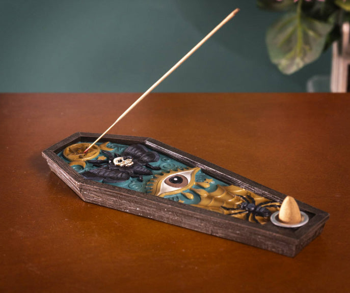 Death's Head Moth Incense Burner | Cold Cast Resin | Handmade Gothic Decor