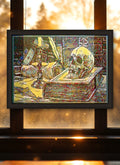 Death's Library Suncatcher | Handmade Stained Glass Style Dark Art