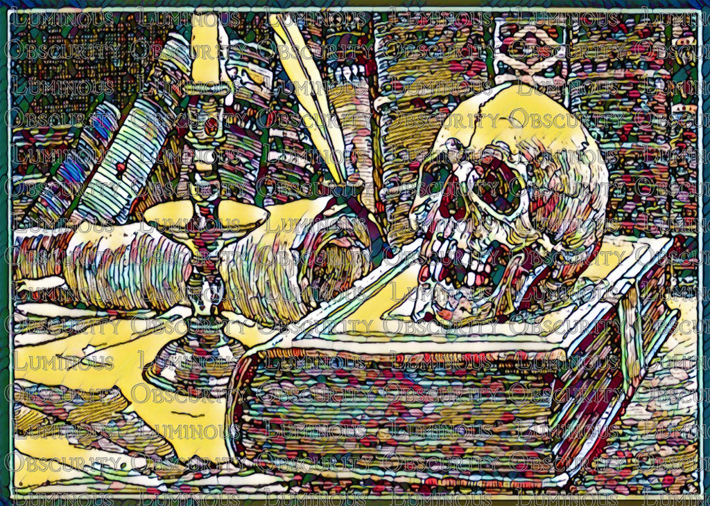 Death's Library Suncatcher | Handmade Stained Glass Style Dark Art