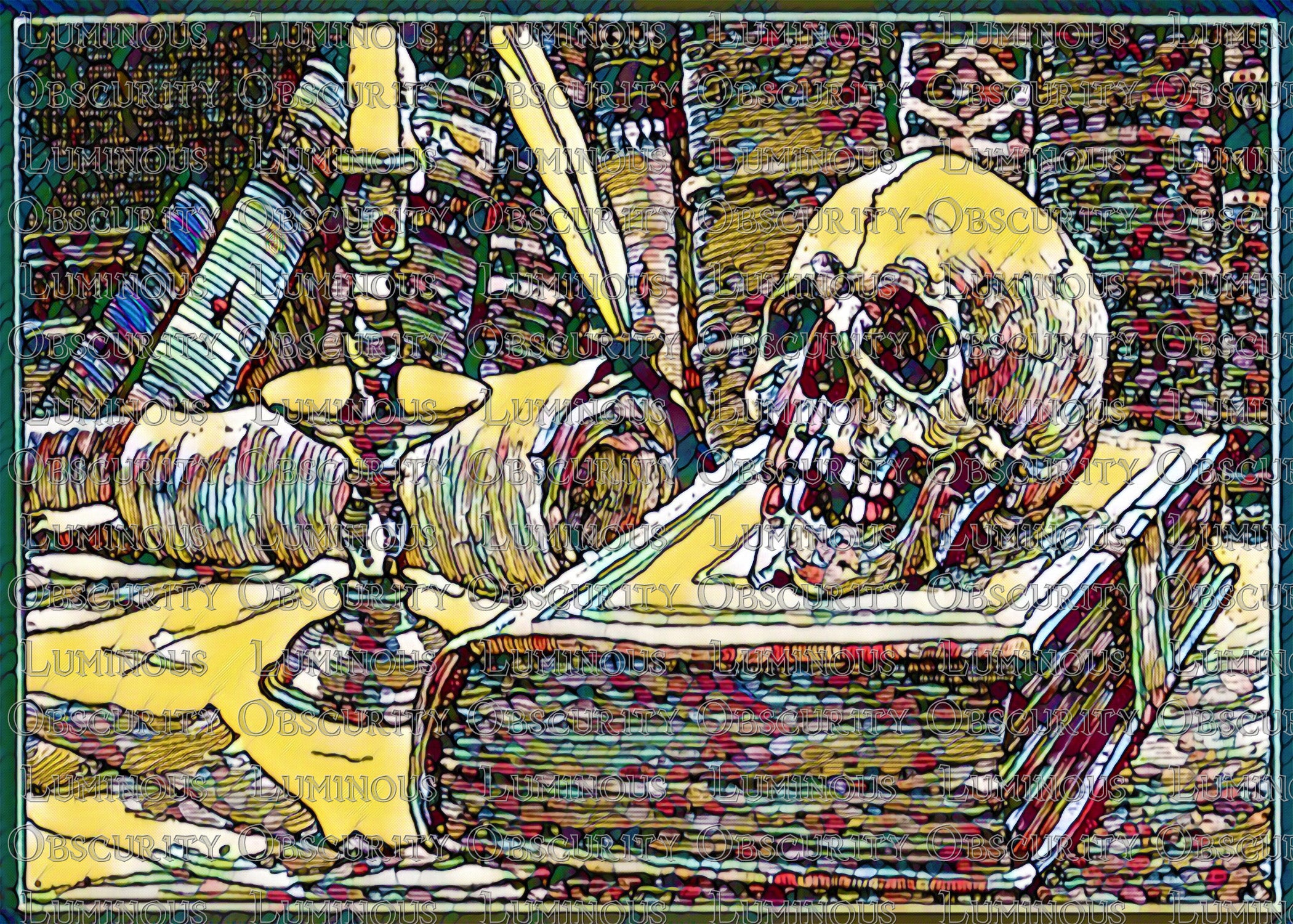 Death's Library Suncatcher | Handmade Stained Glass Style Dark Art