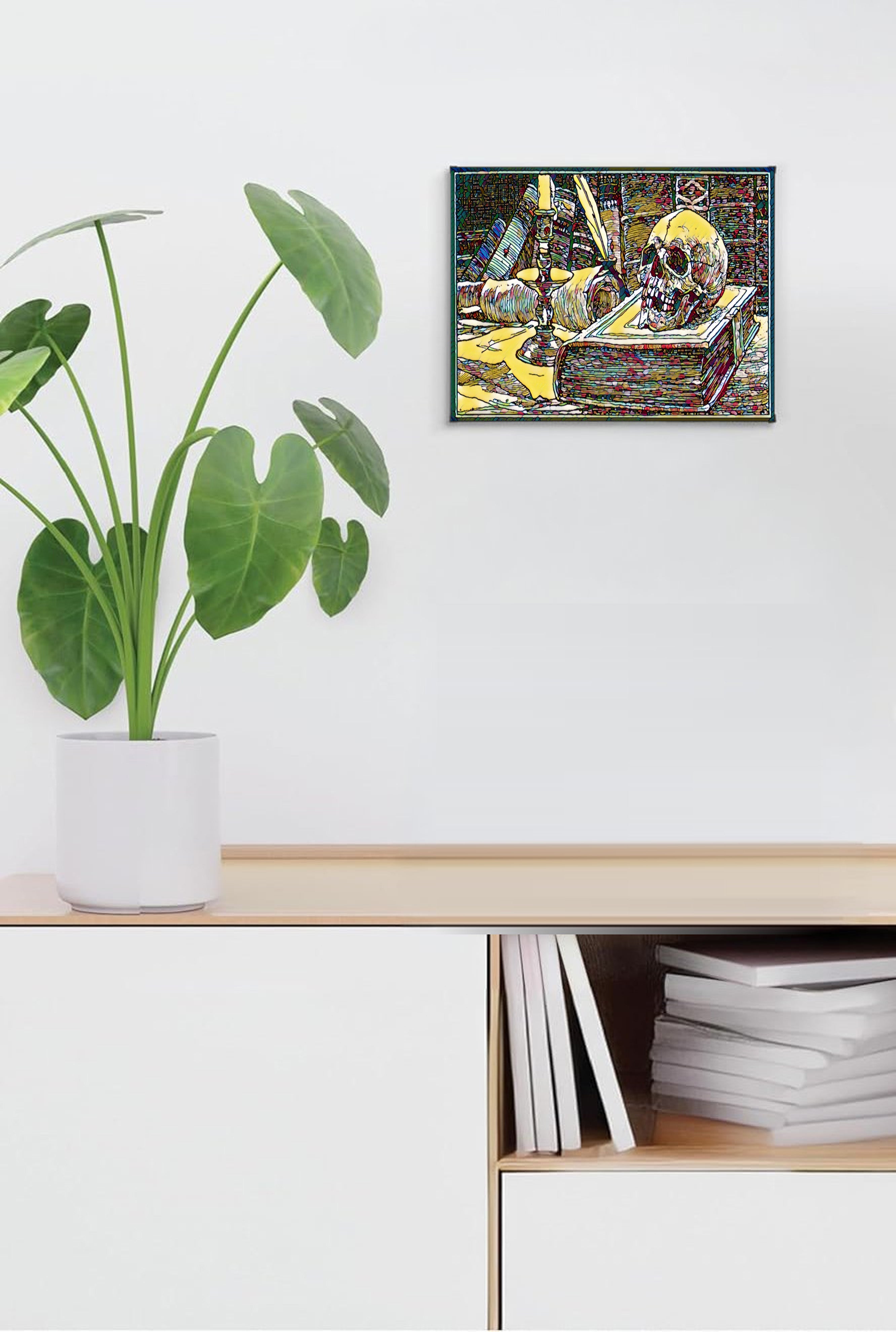 Death's Library Suncatcher | Handmade Stained Glass Style Dark Art