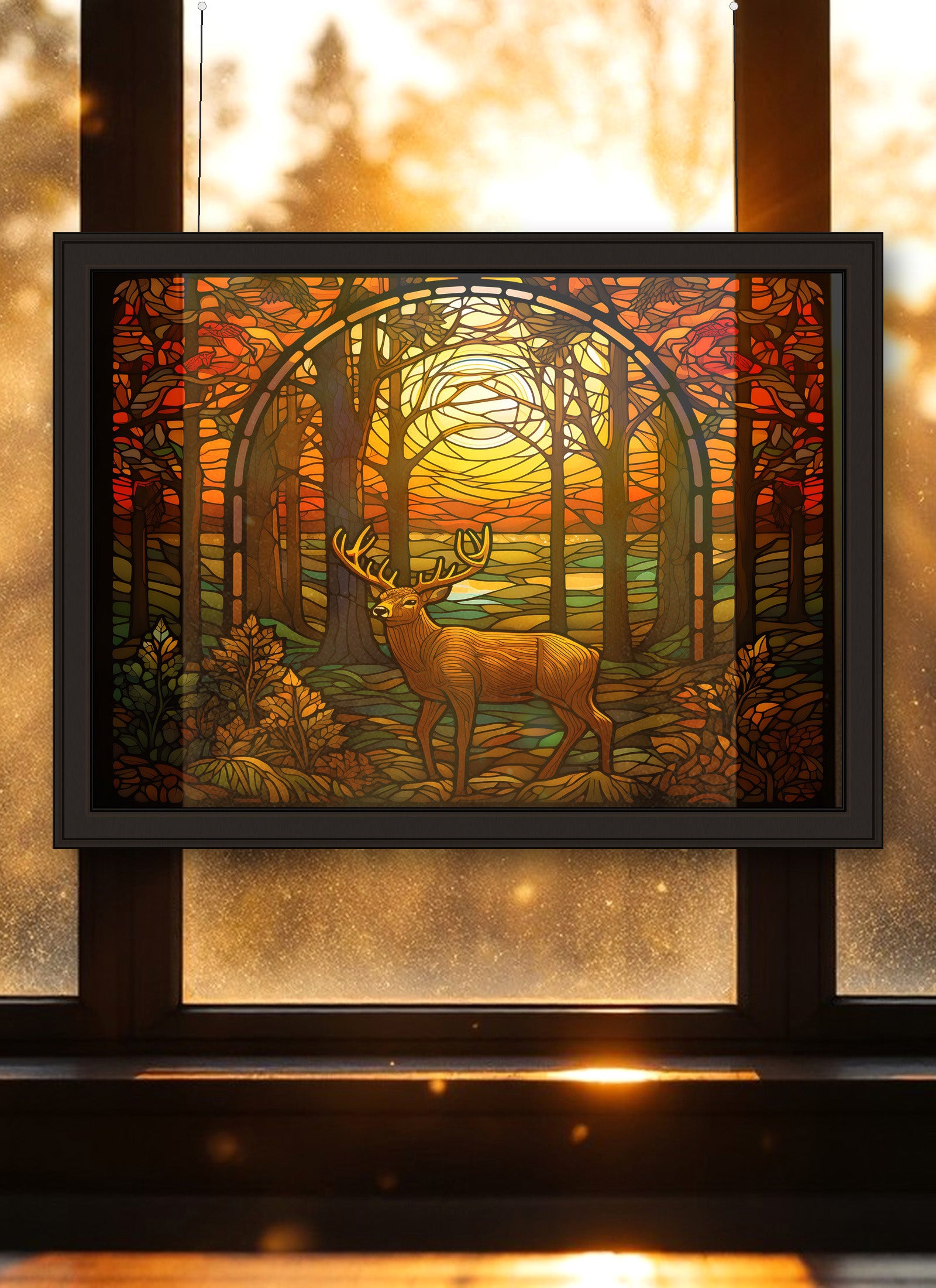 Deer Suncatcher | Handmade Stained Glass Style Window Art