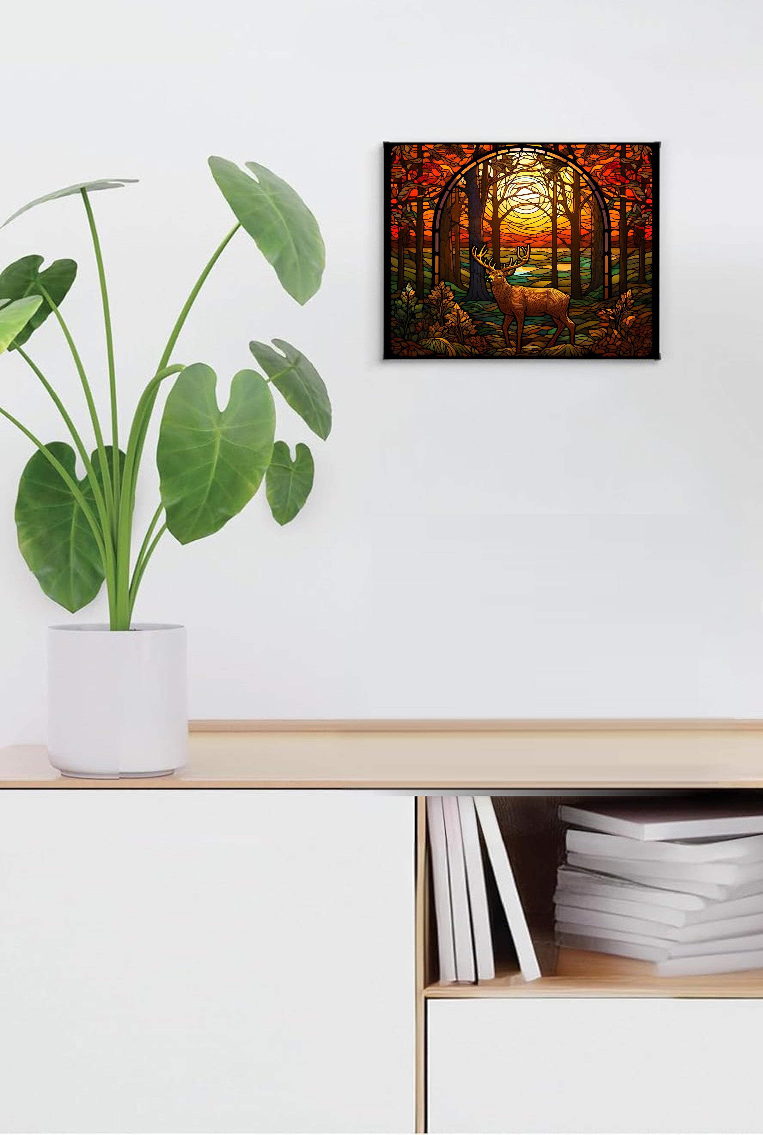 Deer Suncatcher | Handmade Stained Glass Style Window Art