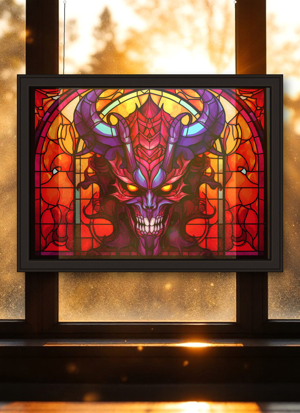 Demon Suncatcher | Handmade Stained Glass Style Dark Art