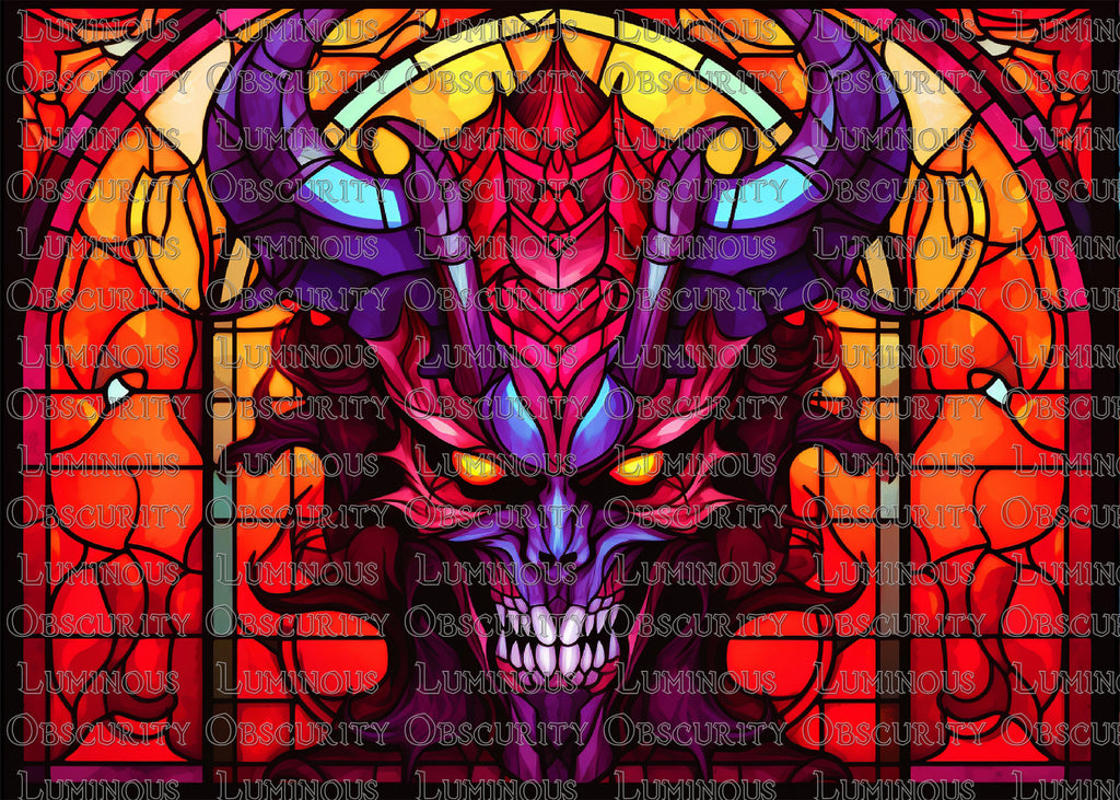 Demon Suncatcher | Handmade Stained Glass Style Dark Art