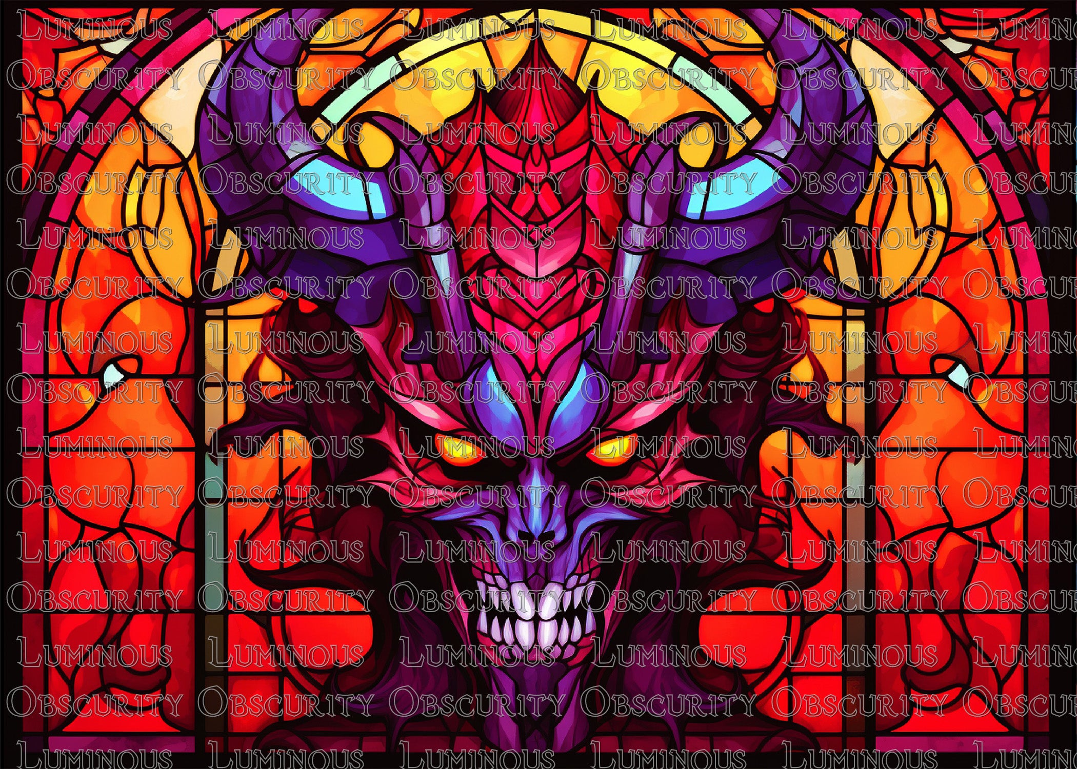 Demon Suncatcher | Handmade Stained Glass Style Dark Art