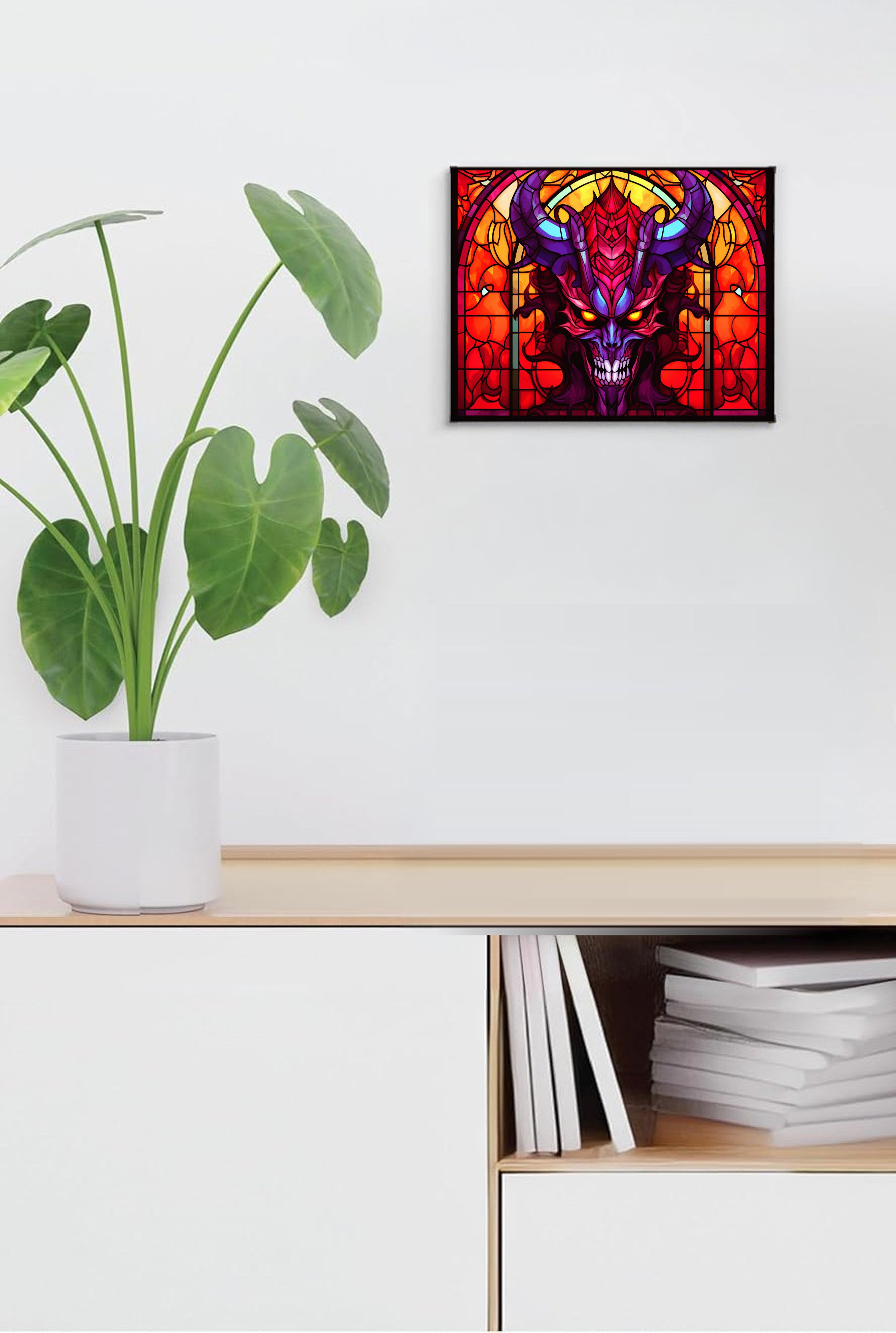 Demon Suncatcher | Handmade Stained Glass Style Dark Art