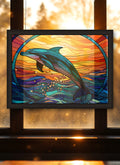 Dolphin Suncatcher | Handmade Stained Glass Style Ocean Art