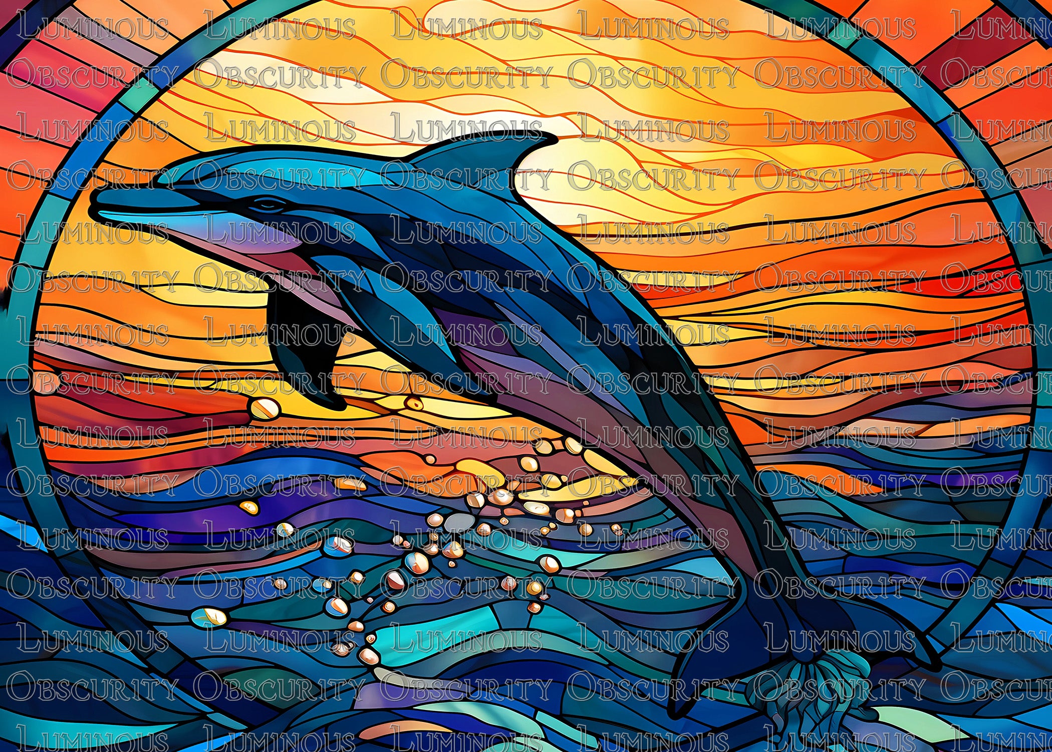 Dolphin Suncatcher | Handmade Stained Glass Style Ocean Art