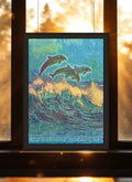 Dolphins Suncatcher | Handmade Stained Glass Style Ocean Art