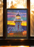 Doubling Point Lighthouse Suncatcher | Handmade Maine Stained Glass Style Art